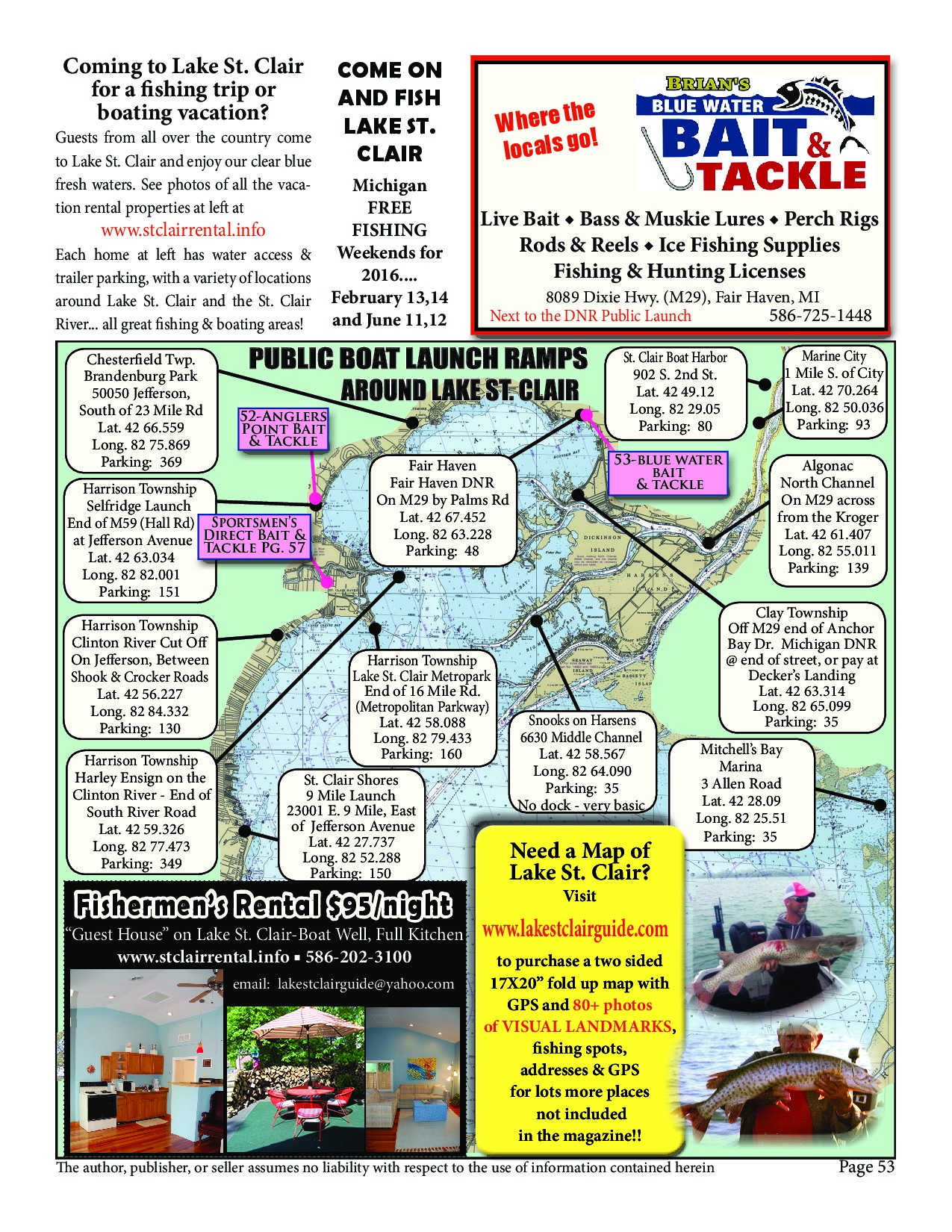 Map of Lake St. Clair DNR Launch Ramps