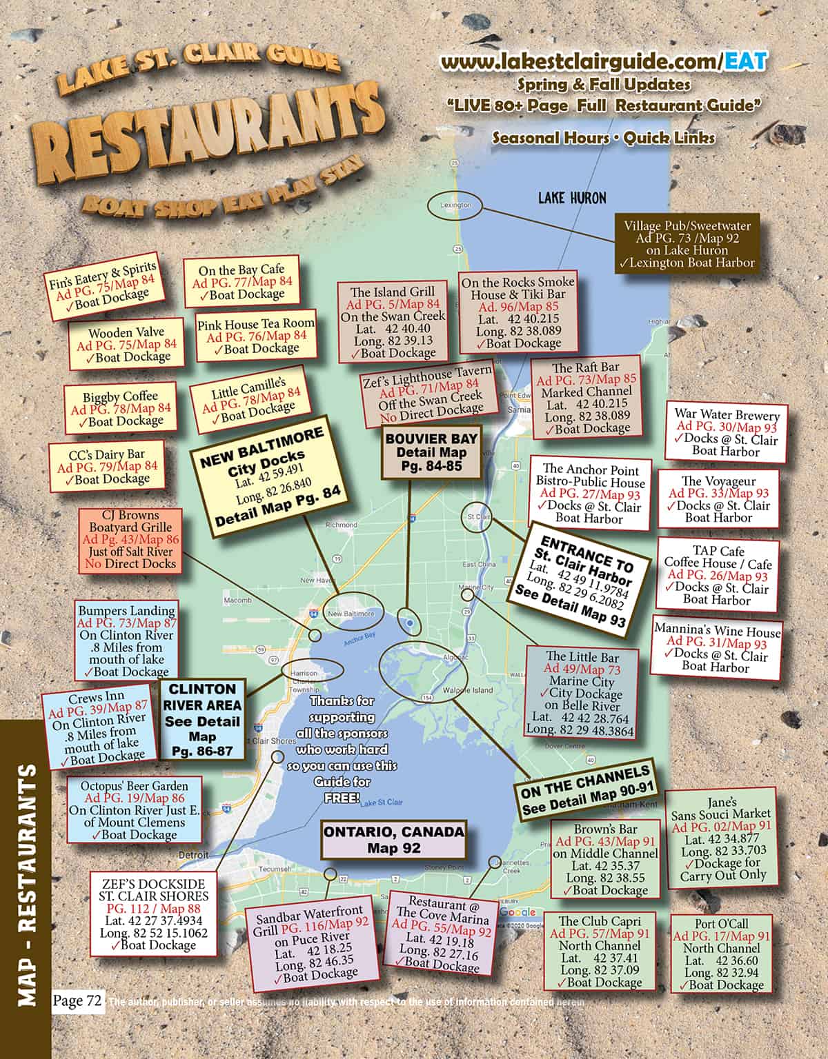 map of lake st. clair restaurants