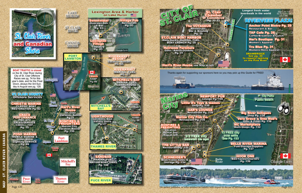 map marine boat services st clair river canada