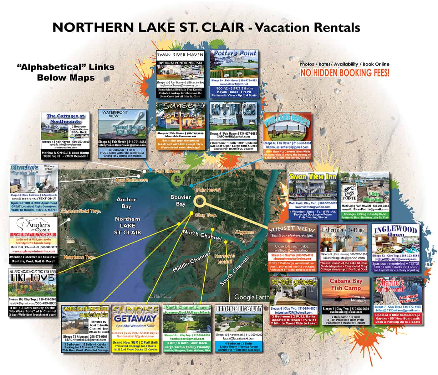 2022 map of lake st clair vacation rentals