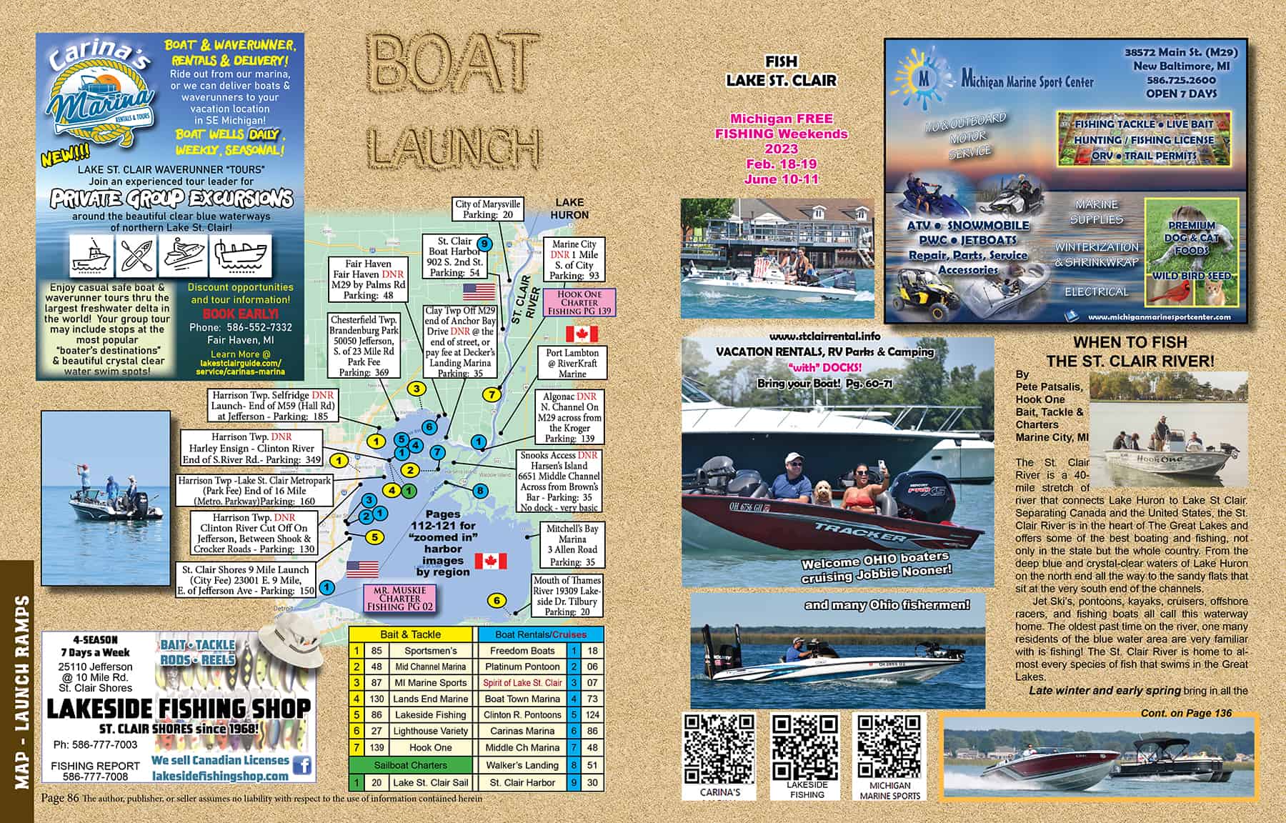2023 map michigan dnr boat launch ramp access lake st clair river canada