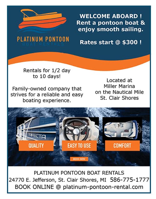 Platinum Pontoon Boat Rental Lake St Clair Shores