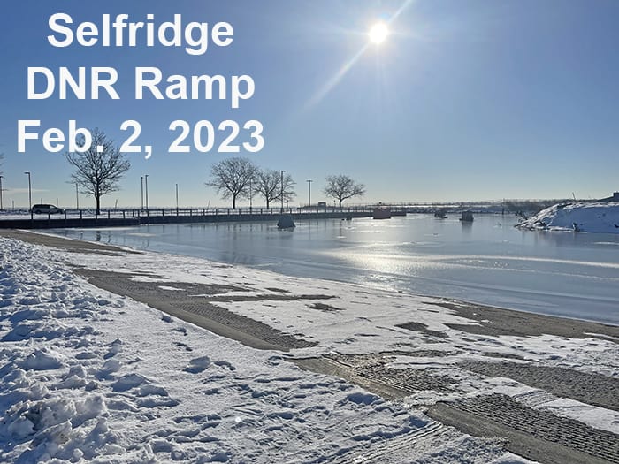 ice conditions selfridge dnr launch ramp 2023 february 02