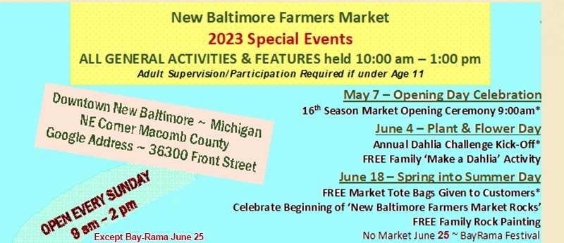 new baltimore farmers market 2023 may june schedule events