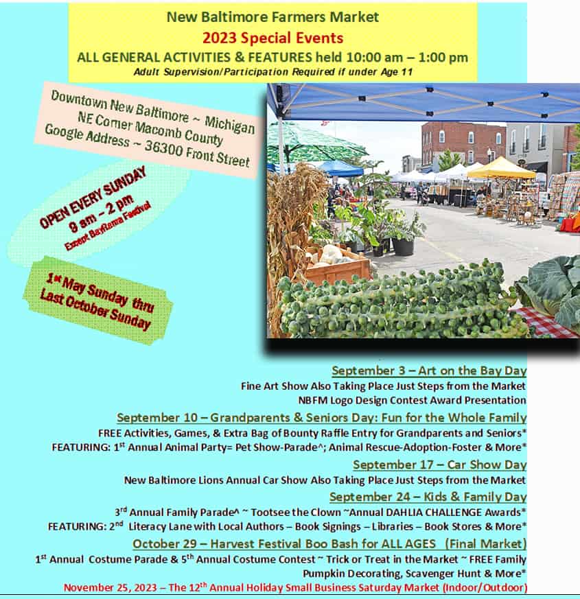 2023 new baltimore farmers market september october events
