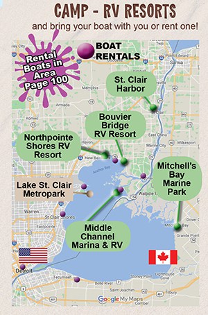 2024 map rv camp lake st clair with boat