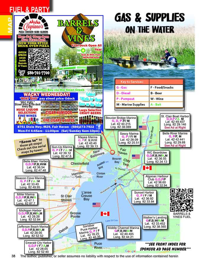 map gas fuel party beer lake st clair dock