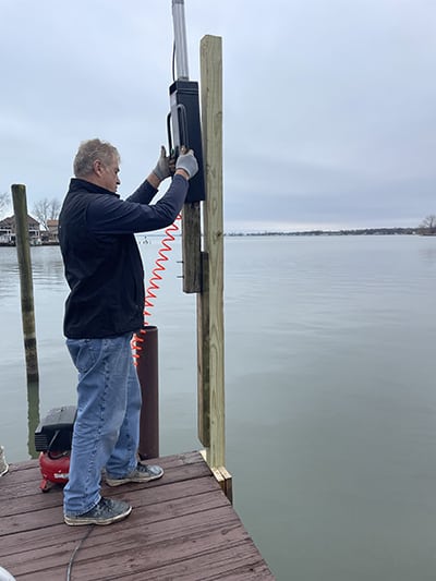 attachment for 16 foot dock pole driver