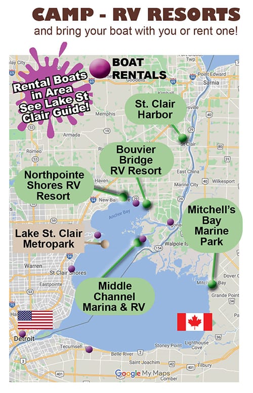 map where to camp rv lake st clair 2024