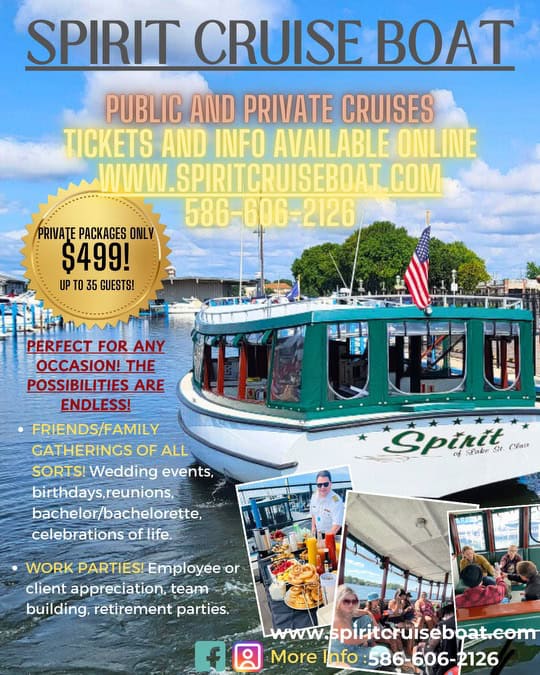 charter cruise boat spirit of lake st clair shores