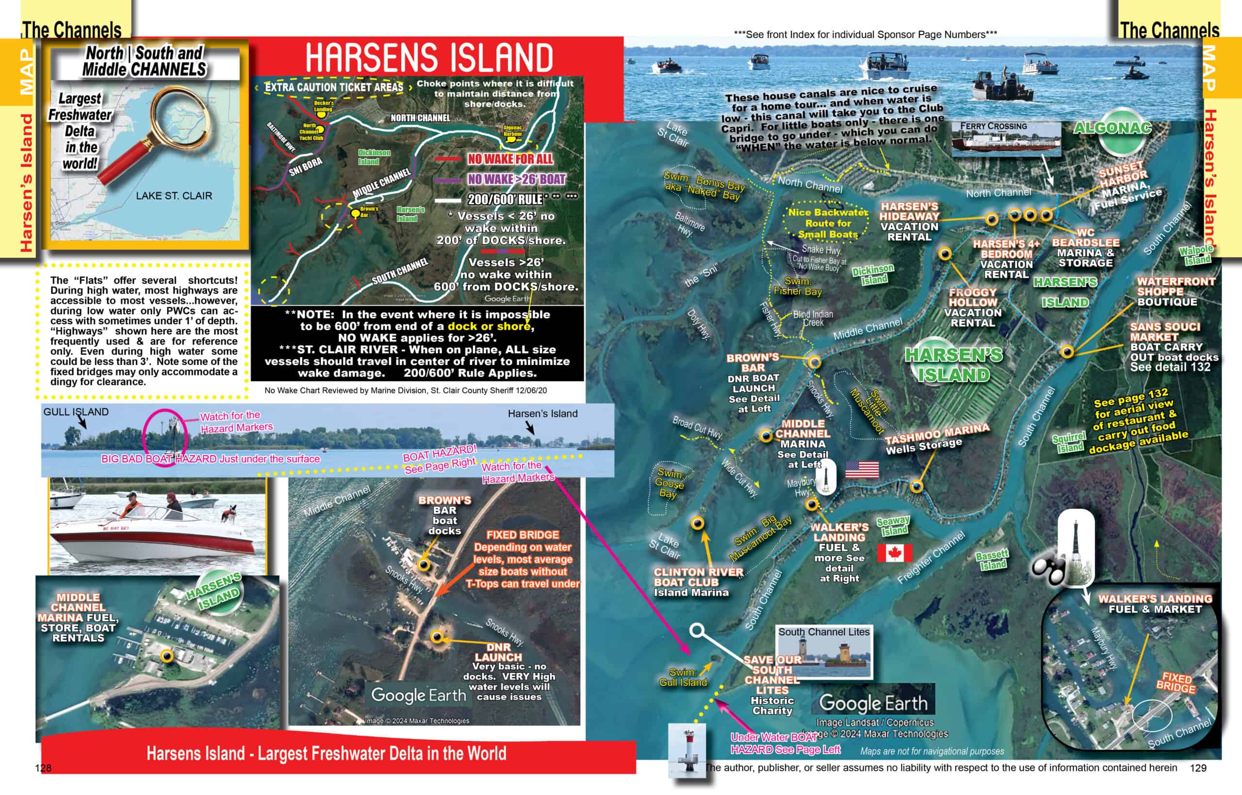 Map Harsens Island Services Restaurants Lake St Clair Channels