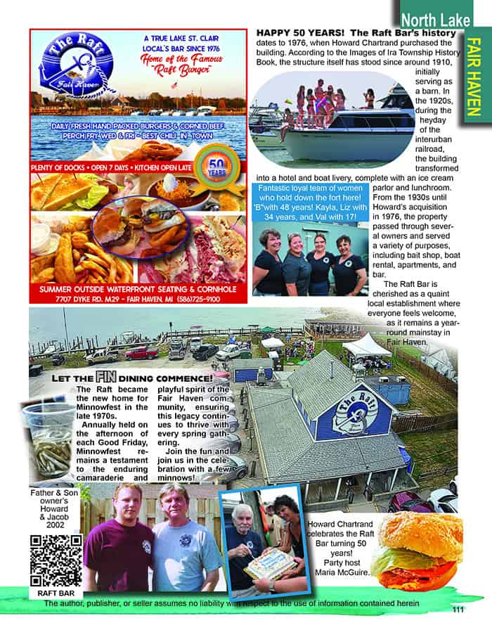 article raft bar turns 50 fair haven michigan december 2025
