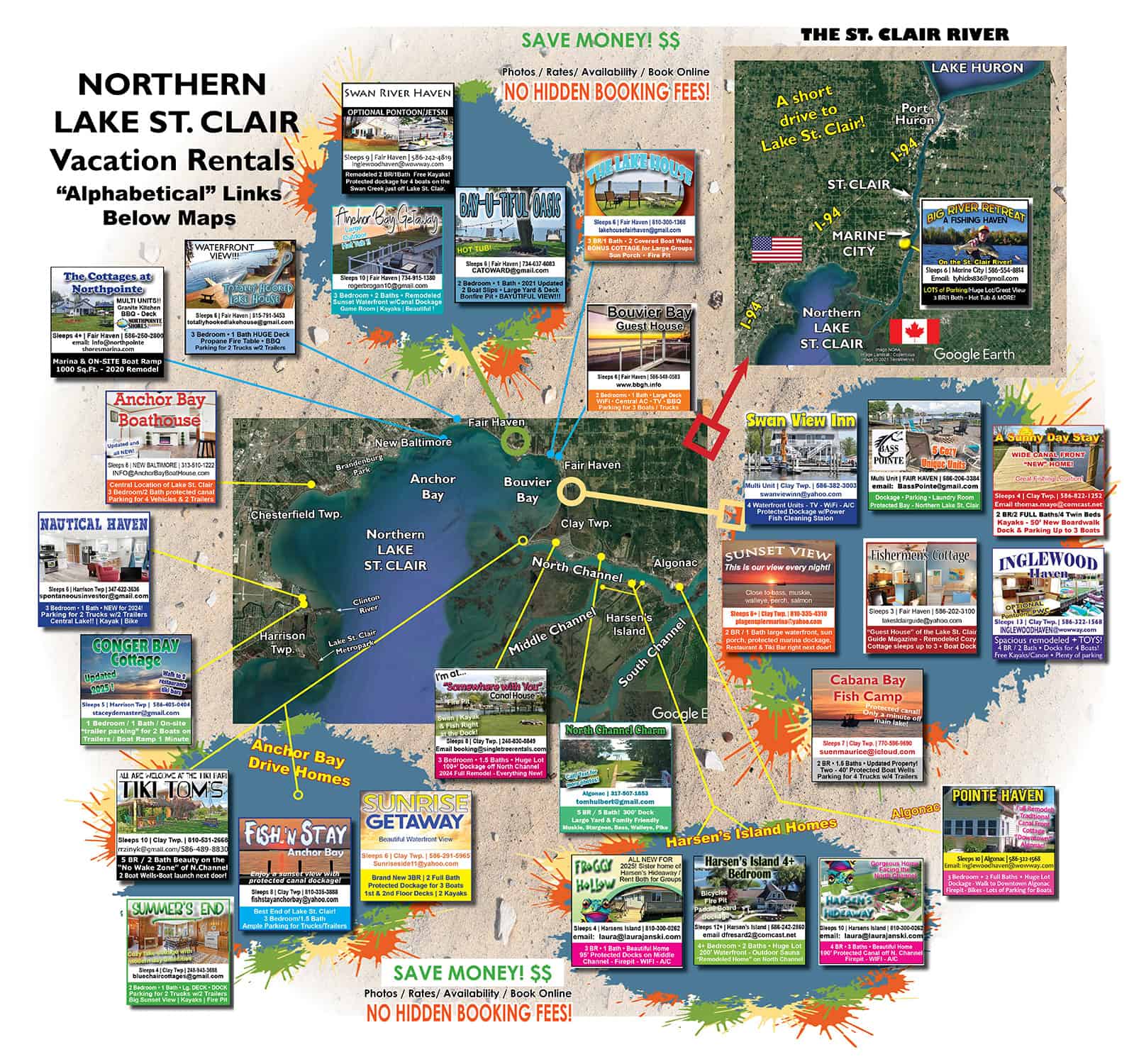 map lake st clair vacation home cottage rental 2025 march
