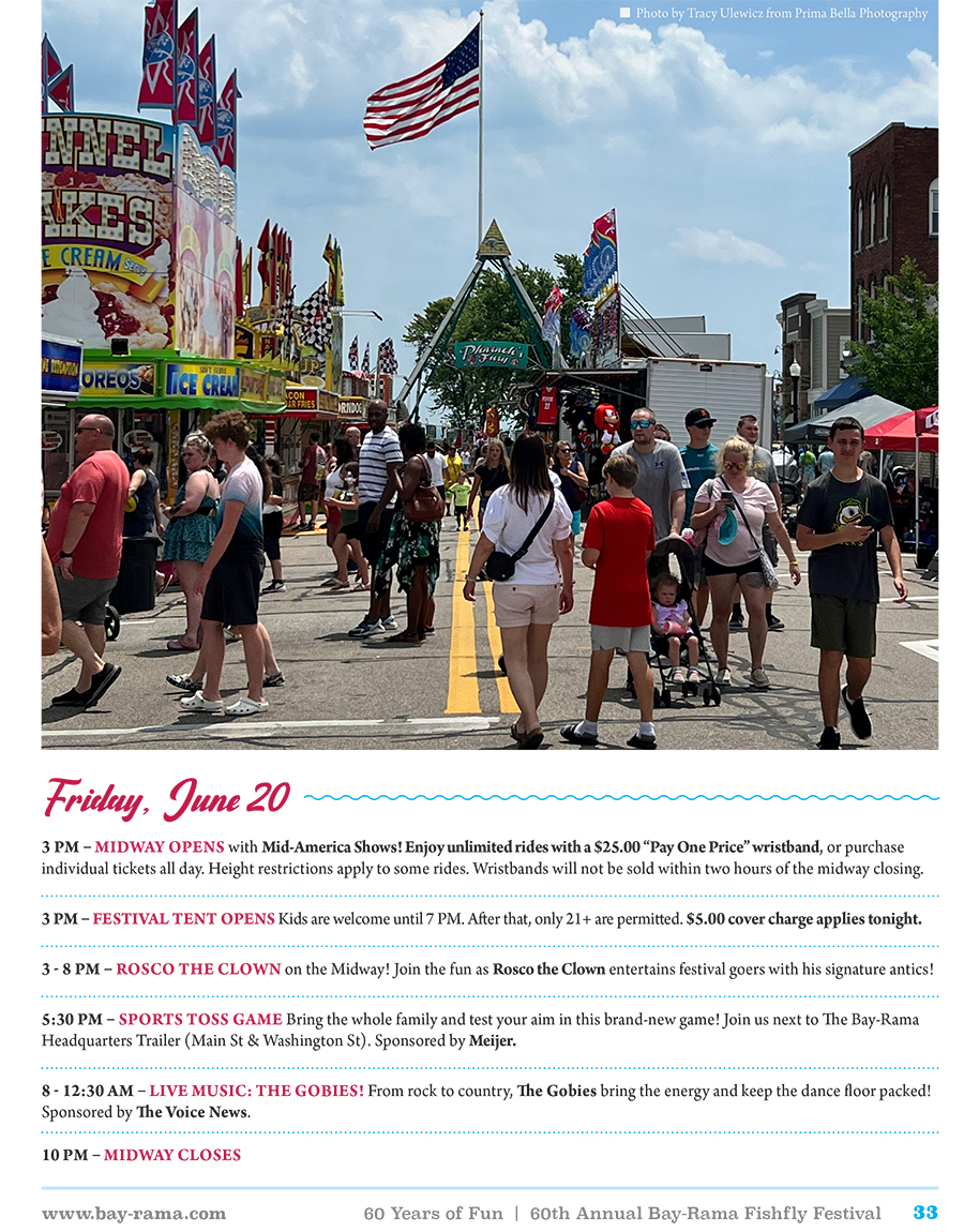 Bay-Rama Fishfly Festival Schedule Friday June 20, 2025