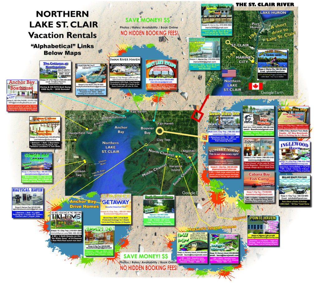 Lake St Clair Map Vacation Rentals April 2026
