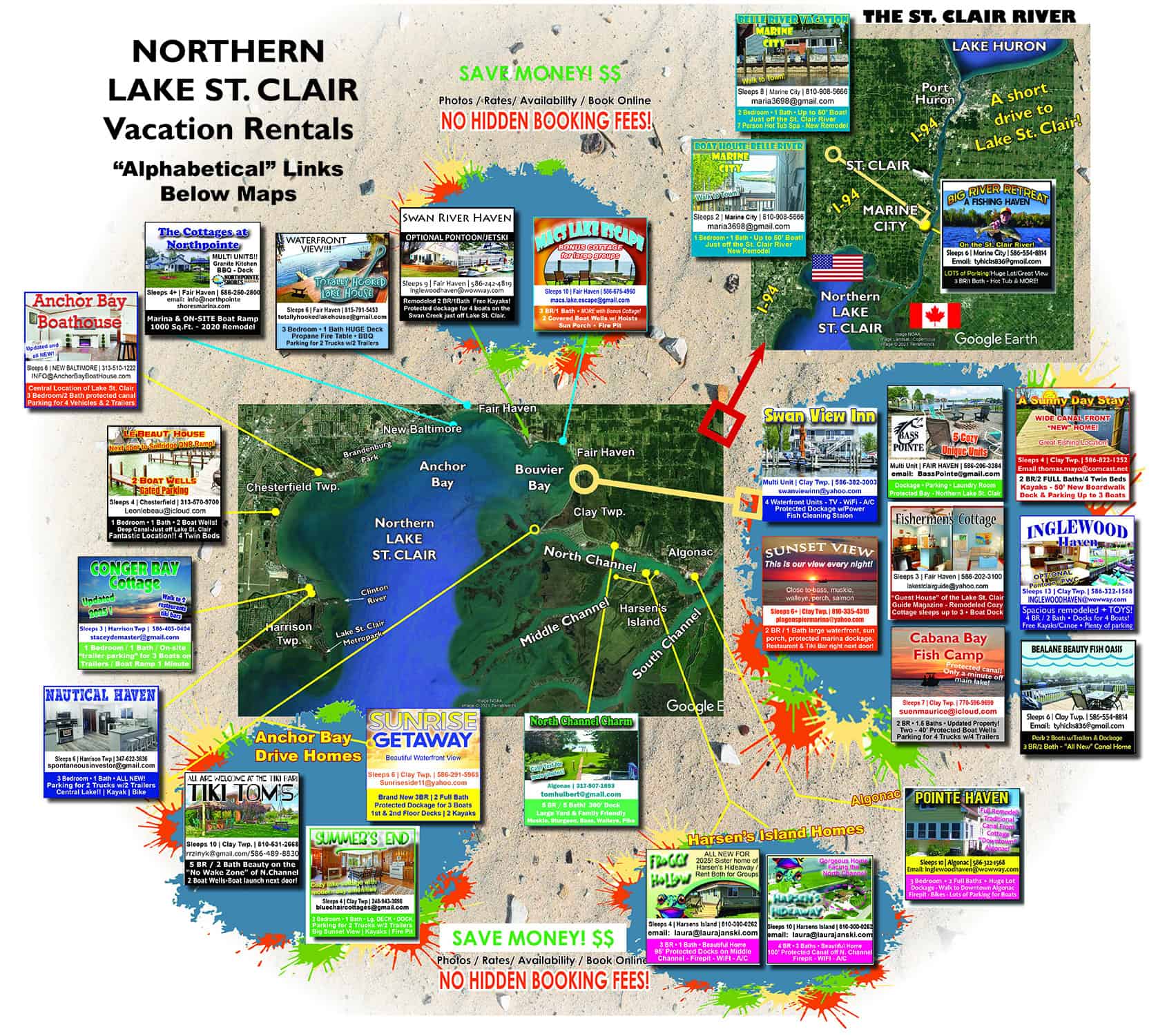 Lake St Clair Map Vacation Rentals April 2026